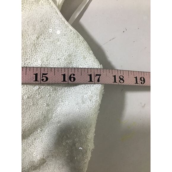 LULU'S XL Feeling Sparkly White Sequin Bow Backlesss Wide-Leg Jumpsuit NEW B120 - Picture 7 of 12